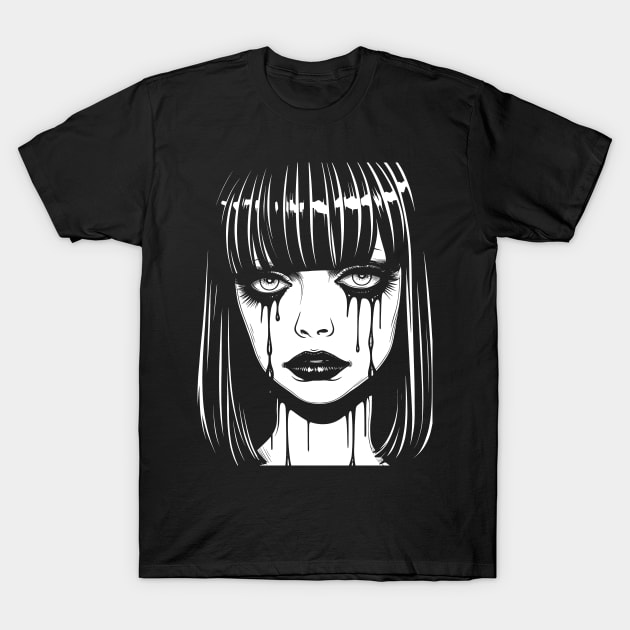 Emo Girl - Monochrome Melancholy T-Shirt by Dazed Pig